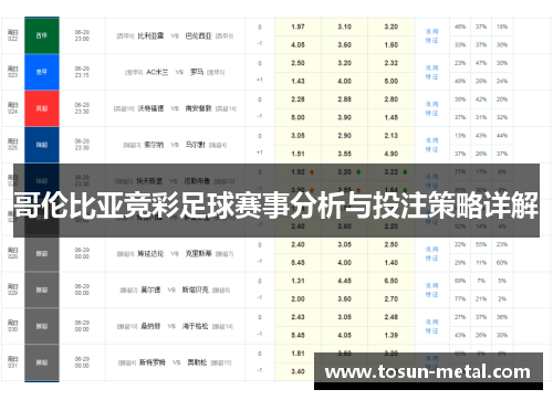 哥伦比亚竞彩足球赛事分析与投注策略详解